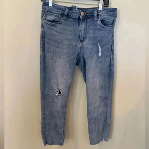 STS Blue Women’s Size 31 / 12 Distressed Blue Grunge Thrashed Cropped Jeans